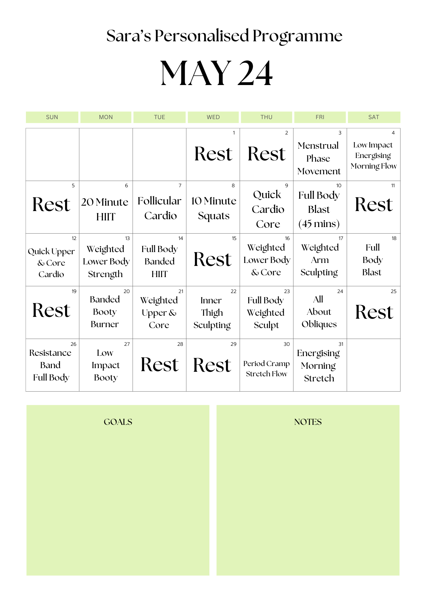 BKA Club Personalised Workout Programme