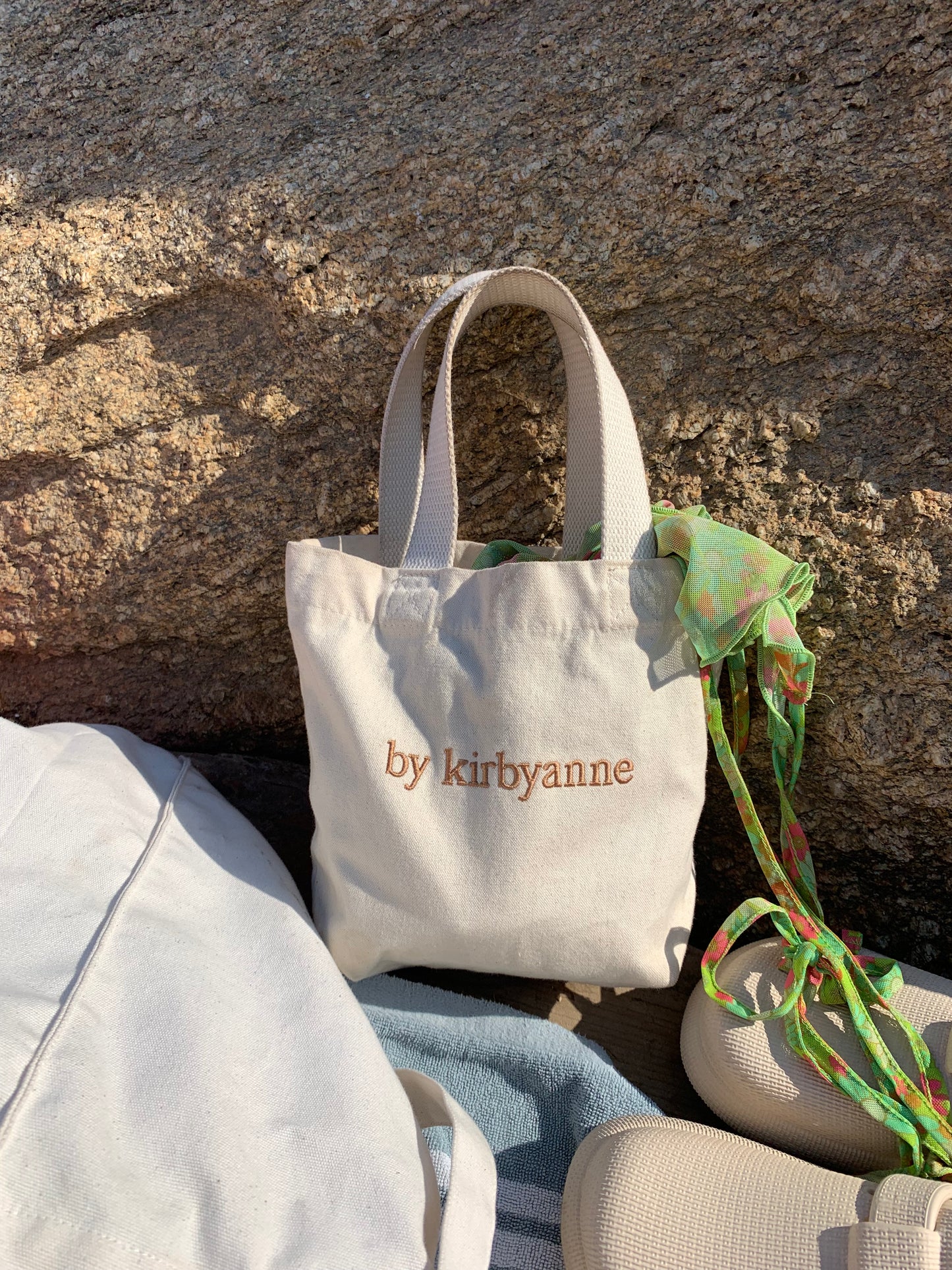 by kirbyanne Mini Sali Tote Bag with Golden Brown Embroidery