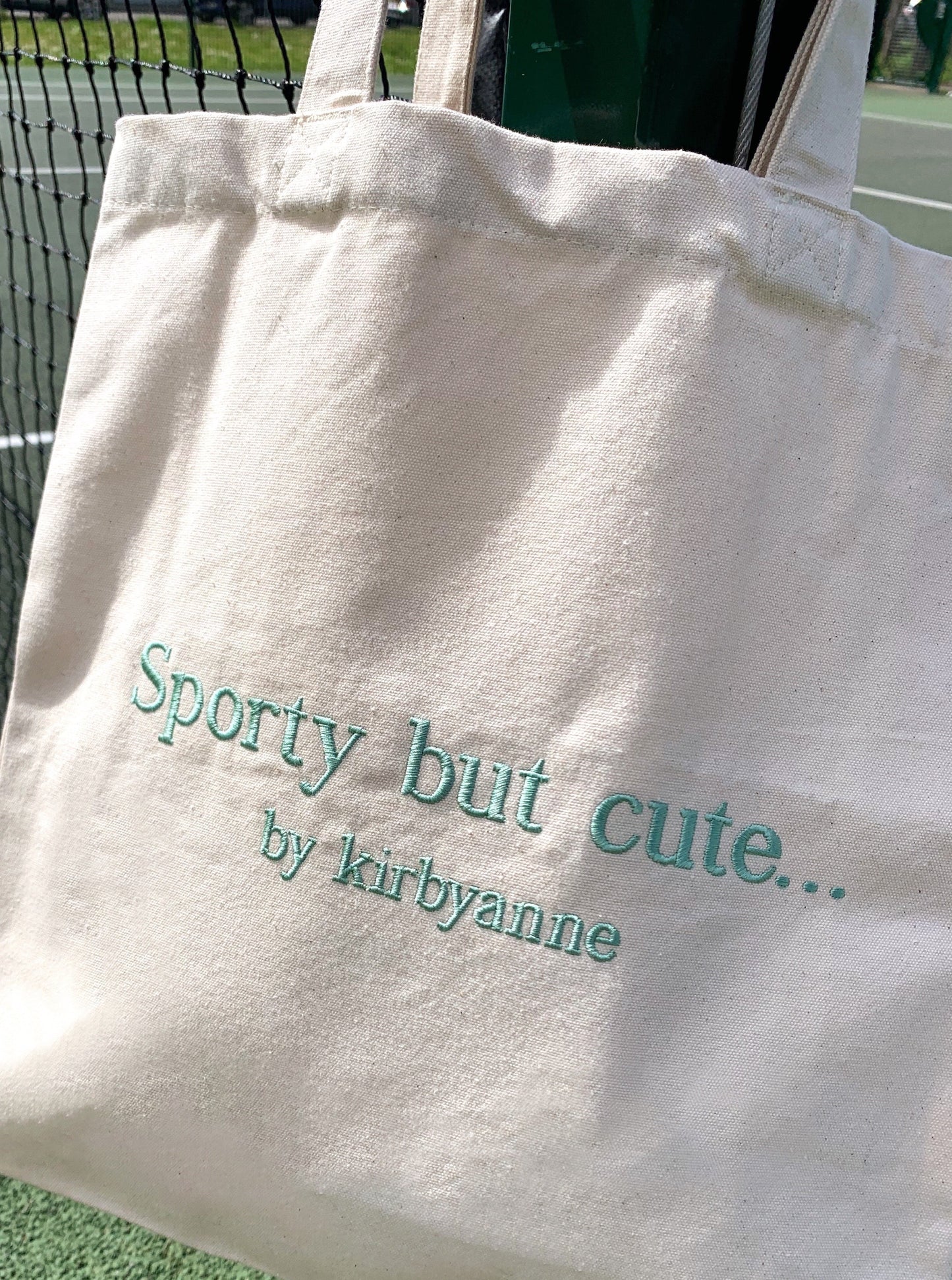 by kirbyanne Sali Tote Bag with Minty Sage Embroidery